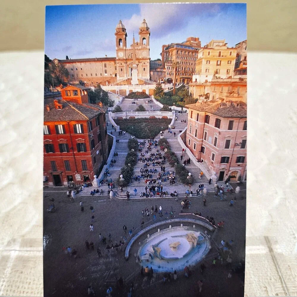 Vintage Roma Piazza di Spagna Spain's Square Rome Italy Postcard Unposted 517